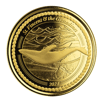 A picture of a EC8 St. Vincent & the Grenadines Humpback Whale 1 oz Gold Coin (2021)